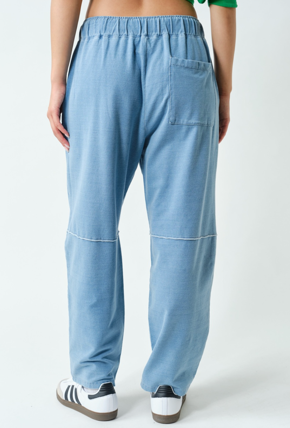 Sweet Soles Cotton Blend Mineral Wash Cropped Straight Leg Pants Light Denim
