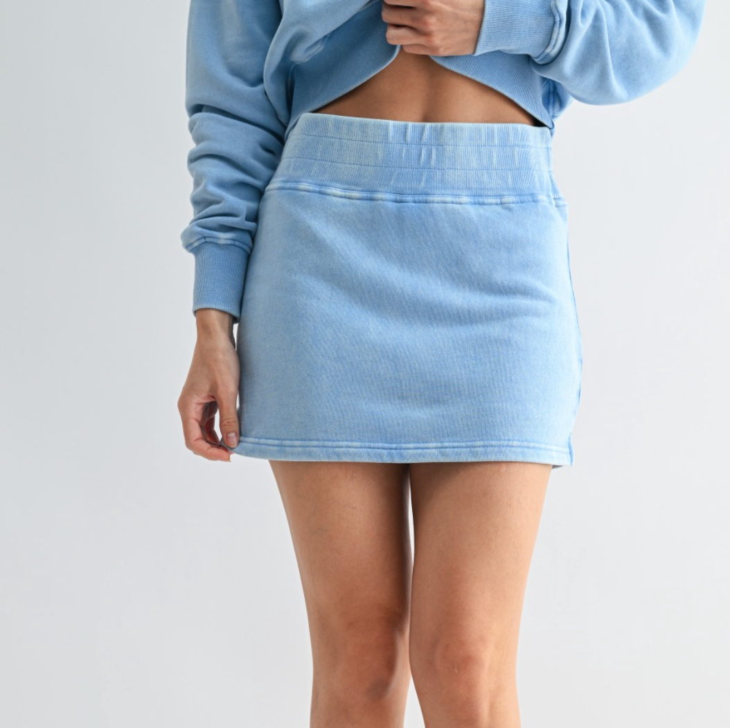 Sweet Soles Active Luxe Mineral Wash Skort Denim Drift