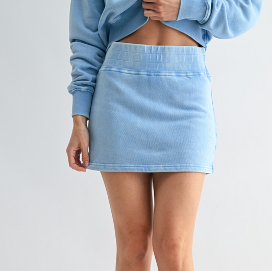 Sweet Soles Active Luxe Mineral Wash Skort Denim Drift