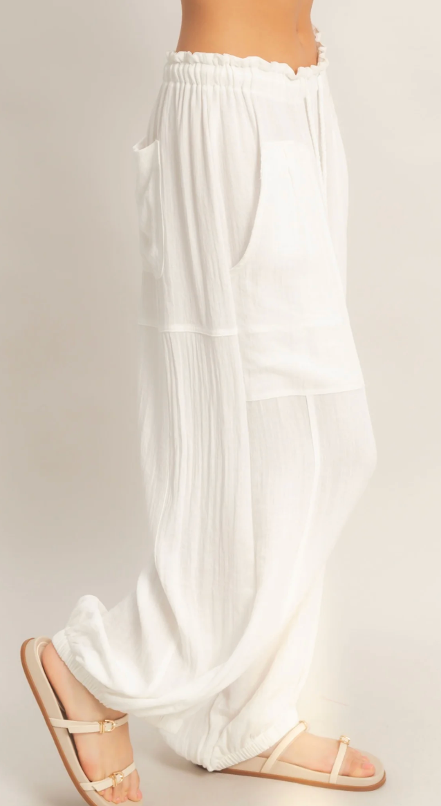 Sweet Soles Elastic Hem Drawstring Pants White