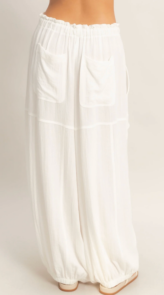 Sweet Soles Elastic Hem Drawstring Pants White