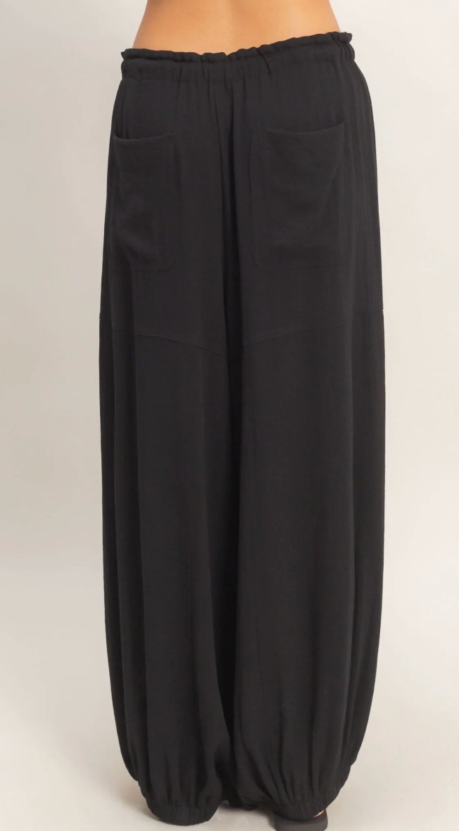 Sweet Soles Elastic Hem Drawstring Pants Black