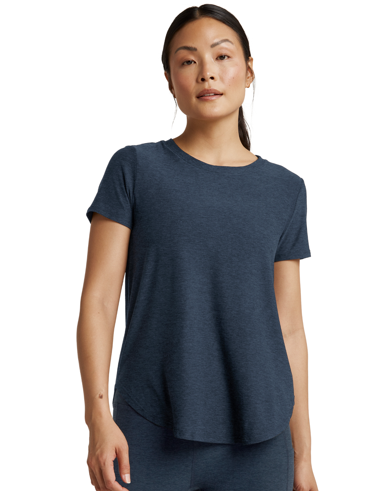 Beyond Yoga Featherweight Down Low Tee Nocturnal Navy