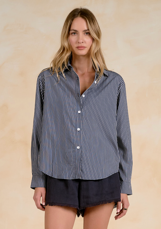 Elan Long Sleeve Button Down Shirt - Blue Stripe