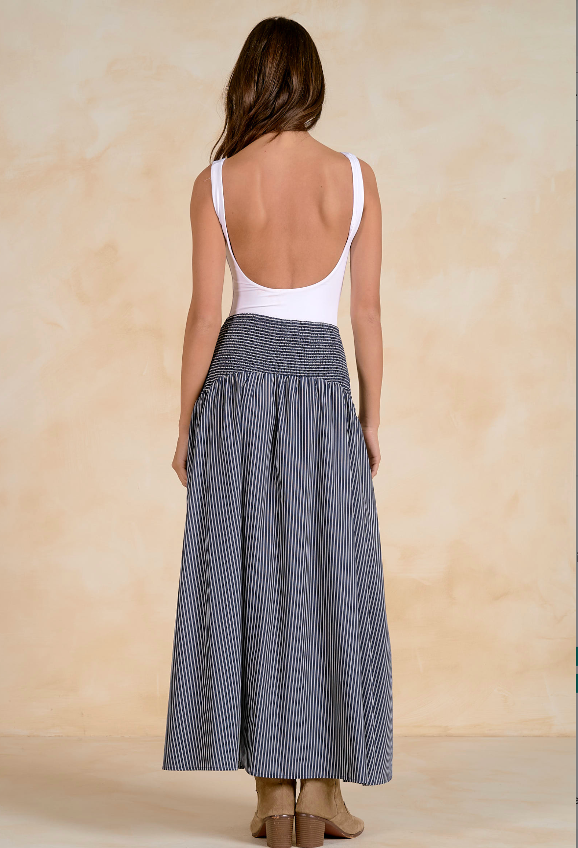 Elan Elastic Waist Skirt - Blue Stripe