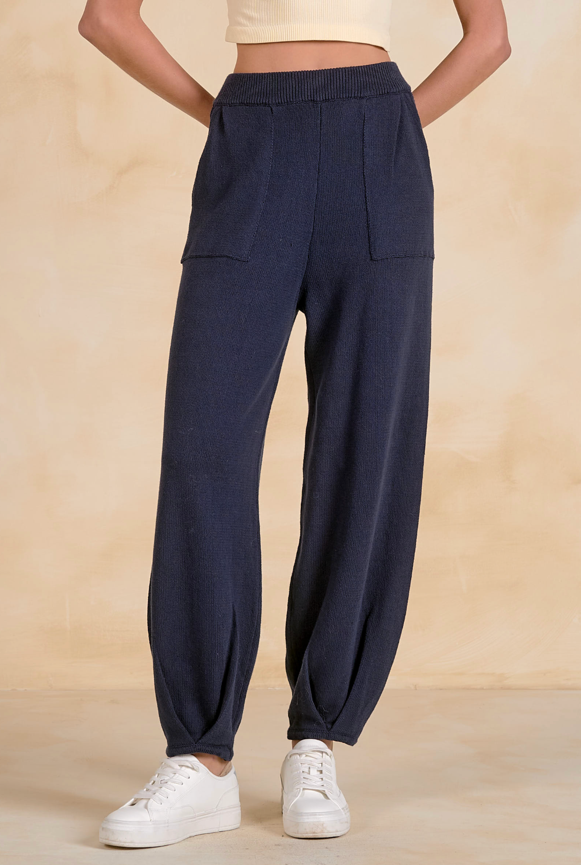 Elan Front Pleated Plant - Navy