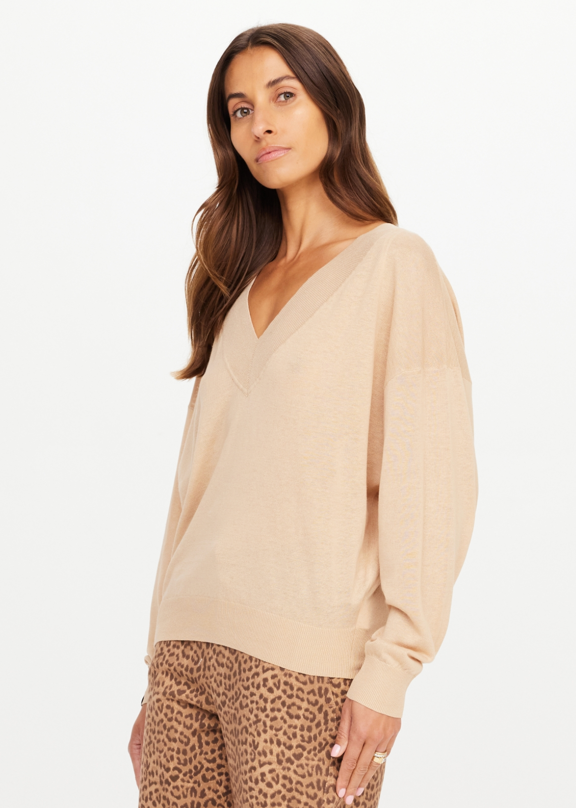 The Upside Bonita V Neck Knit - Sand