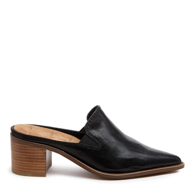 Kelsi Dagger Mason Pointed Toe Mule - Black Leather