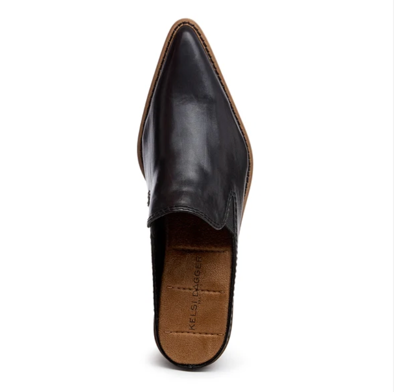 Kelsi Dagger Mason Pointed Toe Mule - Black Leather