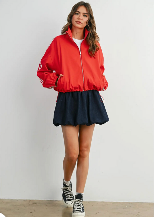 Striped Zip-Up Athletic Jacket