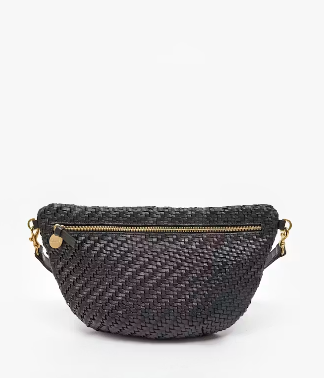 Clare V Grande Fanny Woven Zig-zag- Black