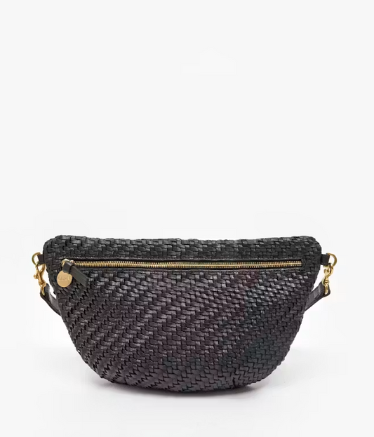 Clare V Grande Fanny Woven Zig-zag- Black