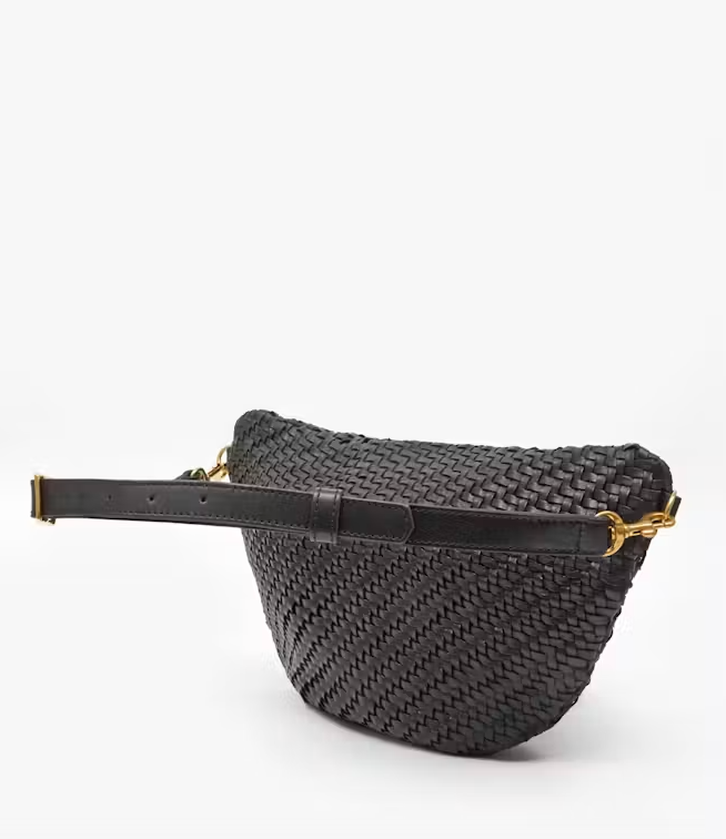 Clare V Grande Fanny Woven Zig-zag- Black