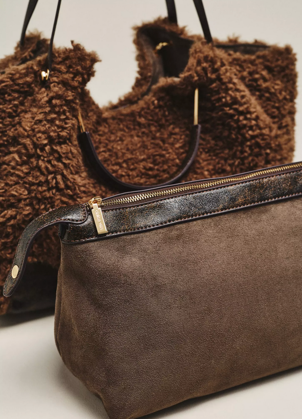 Dolce Vita Nomad Tote Chocolate Faux Fur