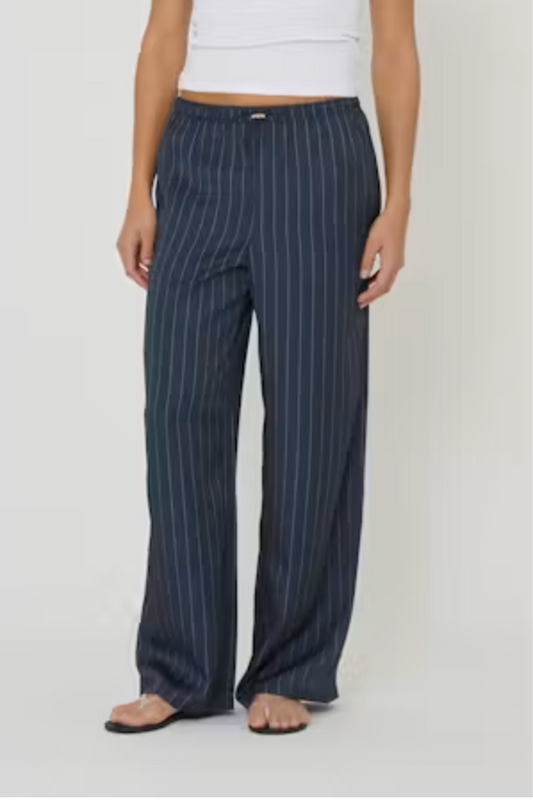 P.E Nation Balance Satin Pant - Dark Navy Pinstripe