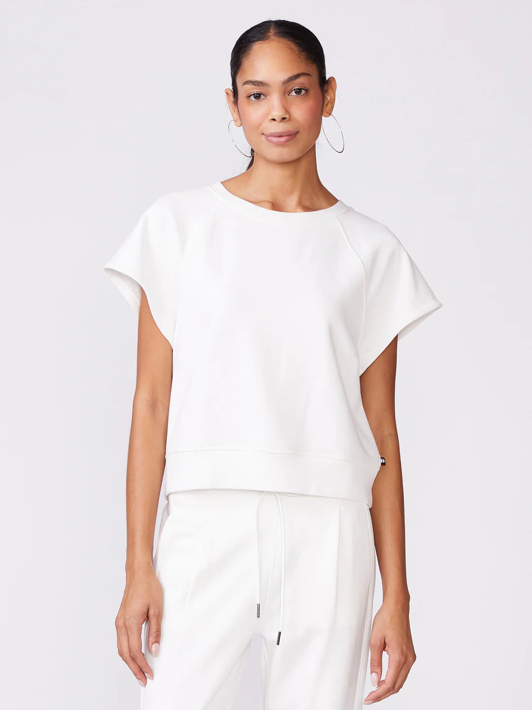 Thrive Société Short Sleeve Raglan Sweatshirt - White