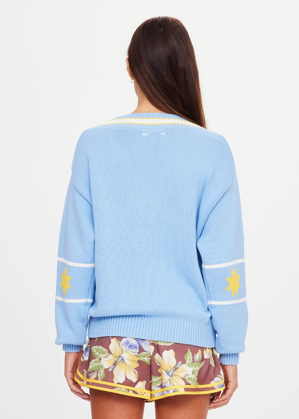 The Upside Rever Josette V Neck Sweater in Sky