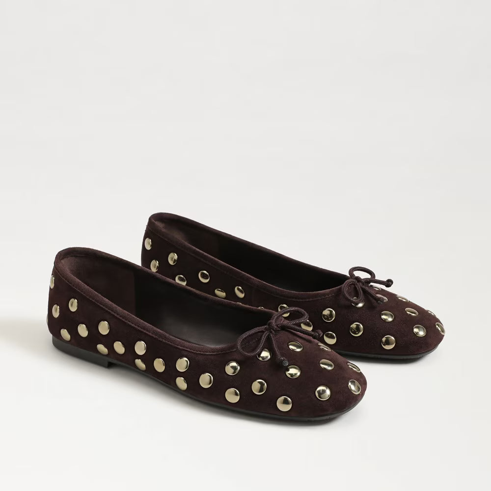 Sam Edelman Alie Studded Ballet Flat - Cafe Noir Suede