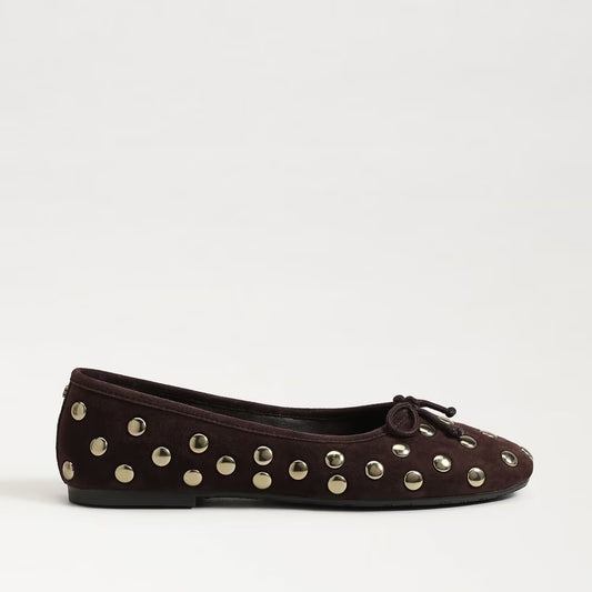Sam Edelman Alie Studded Ballet Flat - Cafe Noir Suede