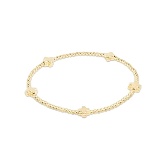enewton egirl signature cross small gold pattern 2mm bead bracelet