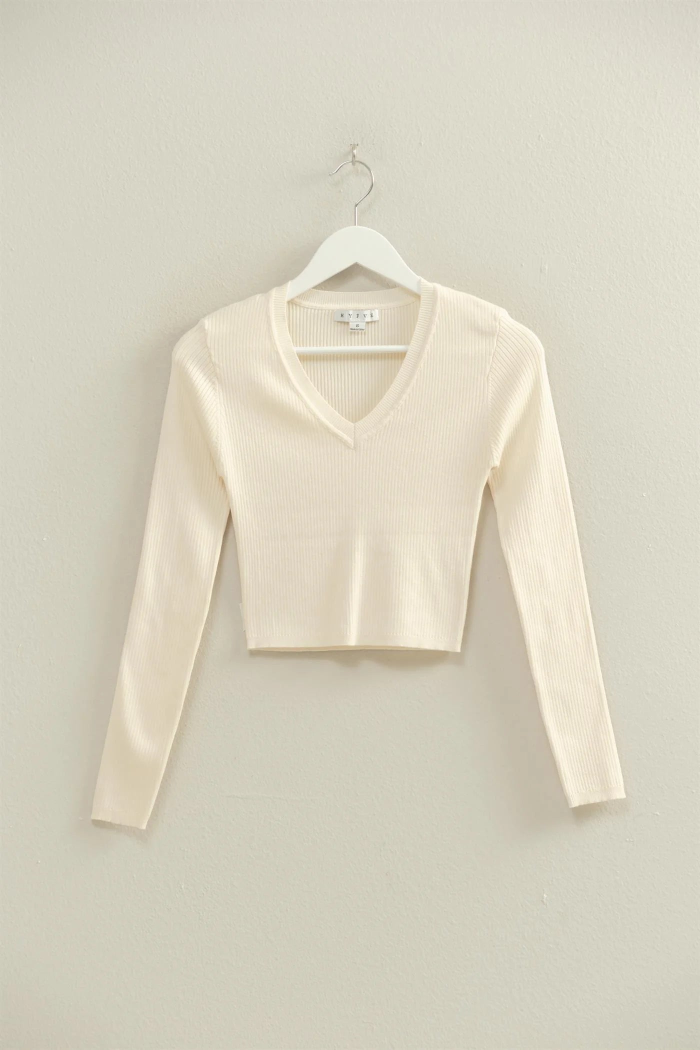 Sweet Soles V-Neck Fitted Sweater Cream