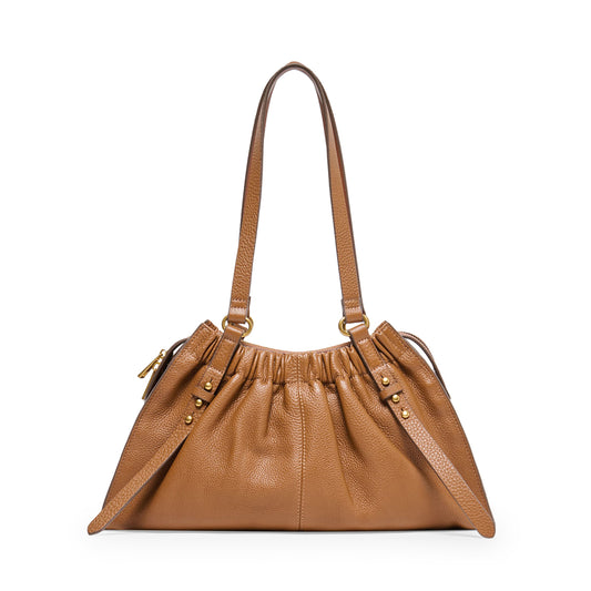 Dolce Vita Sloan Ruched Leather Shoulder Bag - Cognac