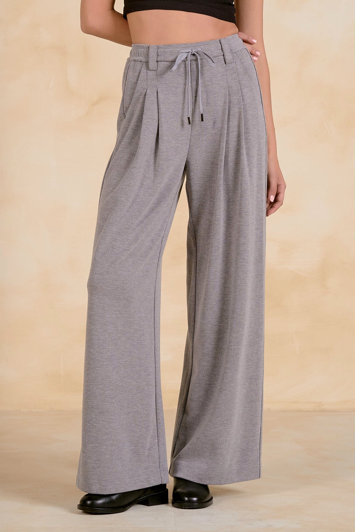 Elan Wide Leg Trouser - Dark Grey