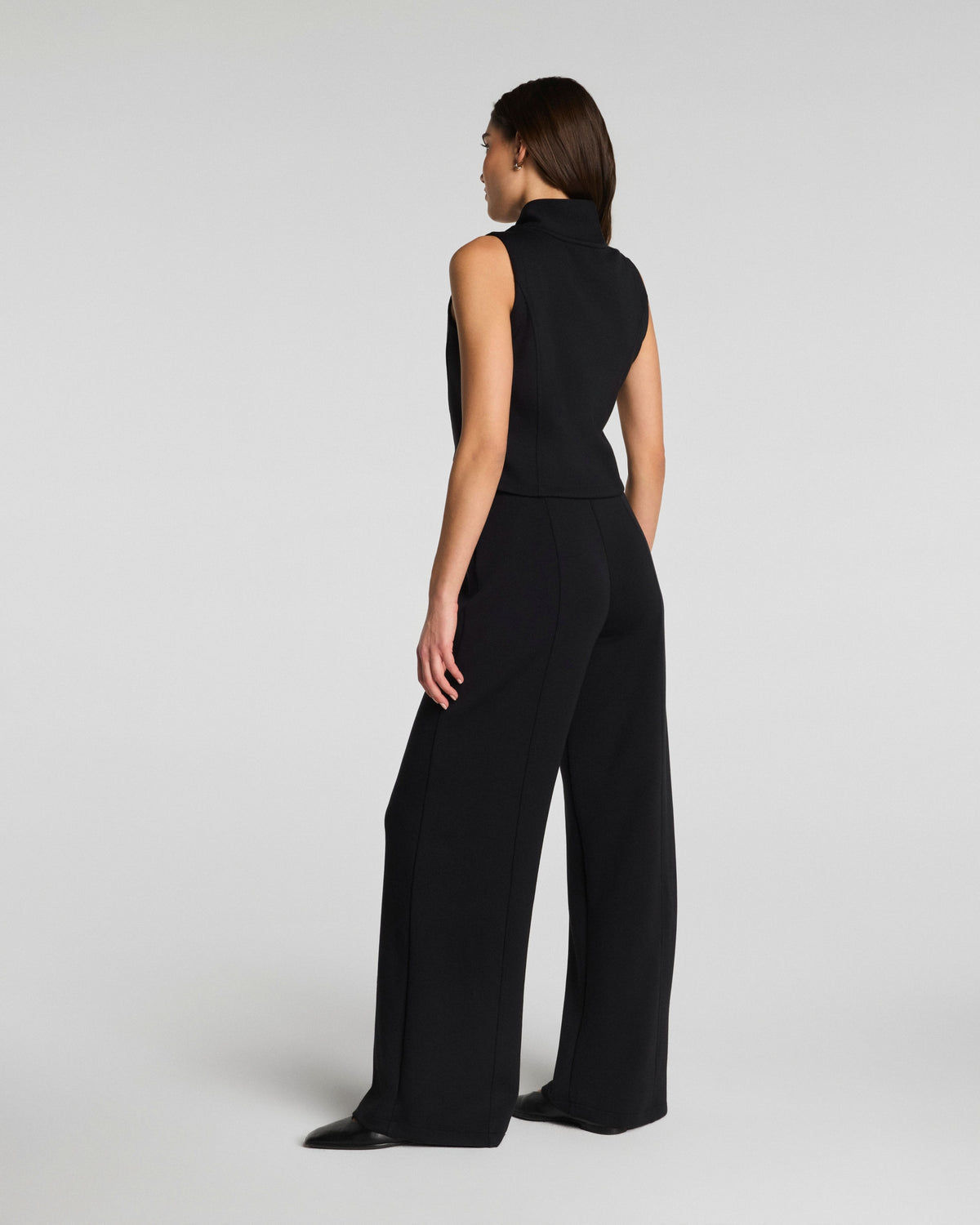 Spanx AirEssential Pintuck Half-Zip Jumpsuit - Black