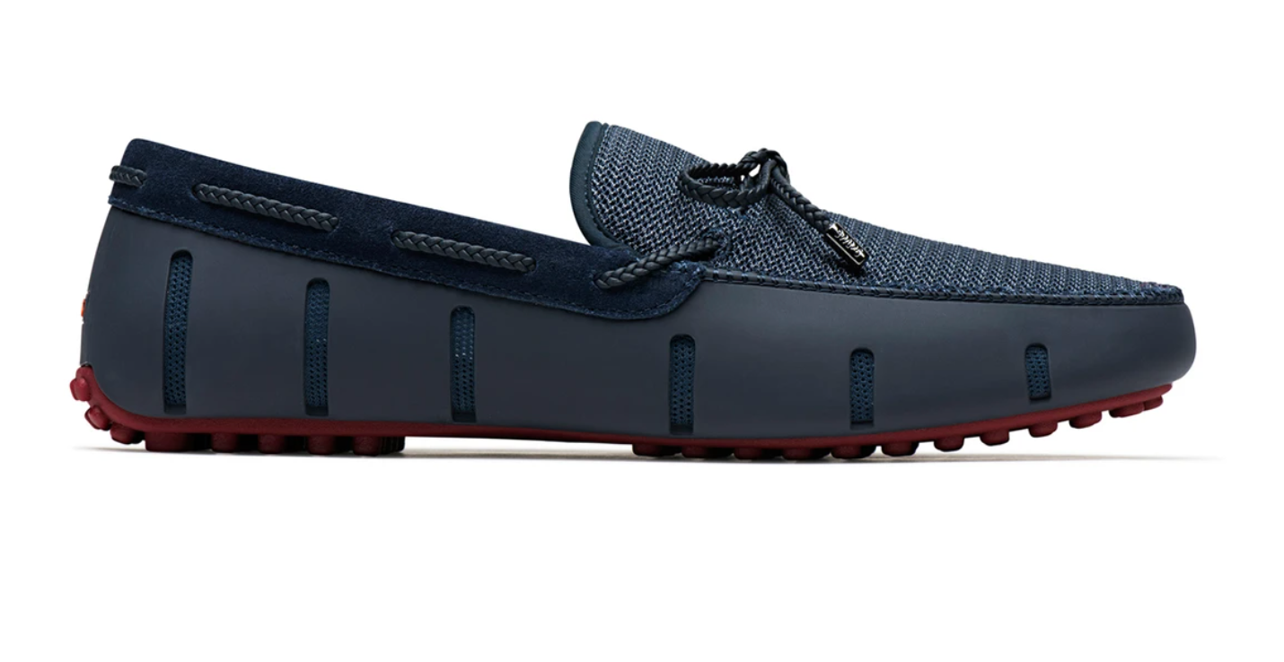 Swims Braided lace Lux Loafer Driver Navy Deep